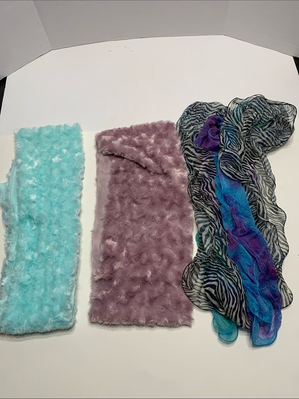 Aqua Faux Fur Textured Scarf